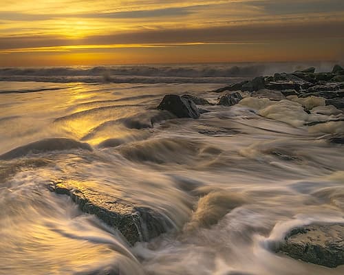 USA-New Jersey-Cape May National Seashore Sunrise on ocean shore Coastal Print